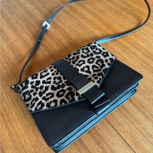Kate Spade Leopard Print Black Leather Bag